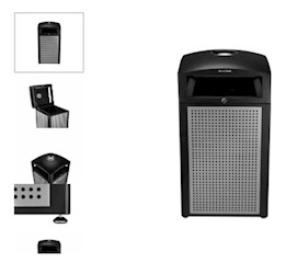 TRASH CONTAINER, EXTERIOR, RUGGED 40-GAL, ALL-WEATHER, STEEL PANELS & ASH TRAY LARGE