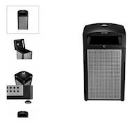 TRASH CONTAINER, EXTERIOR, RUGGED 40-GAL, ALL-WEATHER, STEEL PANELS & ASH TRAY MAIN