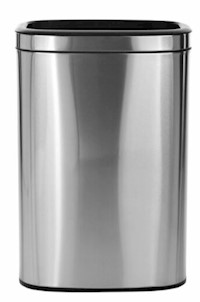 OPEN TOP TRASH CAN, "SLIM", 10.5 GAL, ALPINE INDUSTRIES, BRUSHED STAINLESS STEEL MAIN