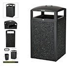 TRASH CONTAINER, EXTERIOR, RUGGED 40-GAL, ALL-WEATHER, GRAY STONE PANELS & ASH TRAY THUMBNAIL