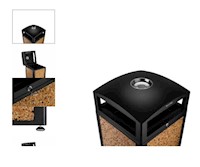 TRASH CONTAINER, EXTERIOR, RUGGED 40-GAL, ALL-WEATHER, STONE PANELS & ASH TRAY MAIN
