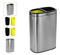 DUAL COMPARTMENT OPEN TOP TRASH CAN, 10.5 GAL, ALPINE IND, BRUSHED STAINLESS STEEL MAIN