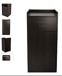 TRASH RECEPTACLE ENCLOSURE, 40-GAL, w/DROP-HOLE & TRAY SHELF, BLACK LARGE