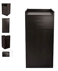 TRASH RECEPTACLE ENCLOSURE, 40-GAL, w/DROP-HOLE & TRAY SHELF, BLACK MAIN