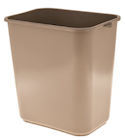 WASTEBASKET, 28 QT, BEIGE, PLASTIC, OFFICE-STYLE w/HANDY BAG CLIP THUMBNAIL