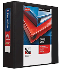 BINDERS, 3", 3-RING 4-POCKET, HEAVY DUTY, BLACK, 4/CT MAIN