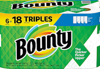 PAPER TOWELS, KITCHEN ROLLS, BOUNTY, 2-PLY, WHITE, 147 SHEETS/ROLL,  6 TRIPLE ROLLS/CT THUMBNAIL