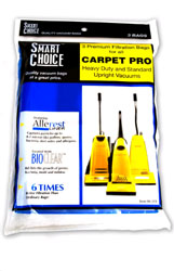 VACUUM BAGS, PAPER, CARPET PRO UPRIGHT, 6/CT LARGE