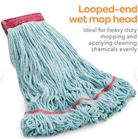 WET MOP HEAD, LOOPED-END, COASTWIDE PROFESSIONAL, LARGE, RECYCLED PET, 5" HEADBAND, BLUE (CW57754) MAIN