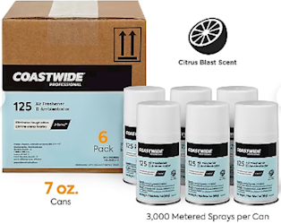 AIR FRESHENER, COASTWIDE PROFESSIONAL, METERED AEROSOL REFILL, CITRUS BLAST SCENT, 7 OZ, 6/CT LARGE
