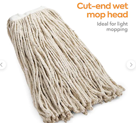 WET MOP HEAD, COASTWIDE PROFESSIONAL, CUT-END , COTTON, 1" HEADBAND, WHITE (CW57744) LARGE