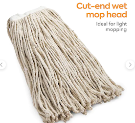 WET MOP HEAD, COASTWIDE PROFESSIONAL™ CUT-END , COTTON, 1" HEADBAND, WHITE (CW57744) LARGE