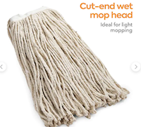 WET MOP HEAD, COASTWIDE PROFESSIONAL, CUT-END , COTTON, 1" HEADBAND, WHITE (CW57744) MAIN