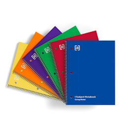 NOTEBOOKS, 8" X 10.5", COLLEGE RULED, ASSORTED COLORS, 70 SHEETS, 6/CT LARGE