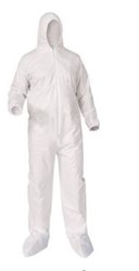 COVERALLS, DISPOSABLE, KLEENGUARD A35, LIQUID / PARTICLE PROTECTION, HOODED, WHITE, XL, 25/CT LARGE