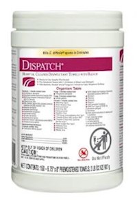 DISINFECTANT WIPES, DISPATCH, HOSPITAL CLEANER, WITH BLEACH, 8/CT MAIN