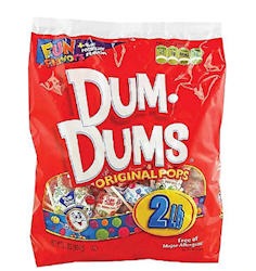 DUM DUMS ORIGINAL LOLLIPOPS, ASSORTED FLAVORS, 32 OZ., 1200 PIECES (071-1) LARGE