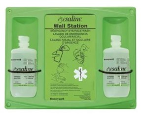 EYEWASH STATION, DOUBLE, WALL MOUNT, EYESALINE HONEYWELL, 16 OZ LARGE