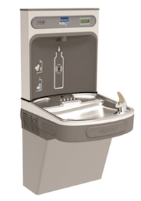 DRINKING FOUNTAIN, BOTTLE FILLING STATION, ELKAY, LIGHT GREY, REFRIGERATED MAIN