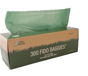 DOGGY POO BAGS, FIDO BAGGIES, PET WASTE STATION BAGS, 300/BOX, 10/CT LARGE