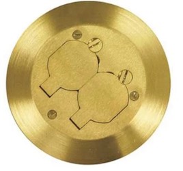 FLOOR BOX COVER, STEEL CITY, 5 3/4 IN DIA, BRASS DUPLEX RECEPTACLE LARGE