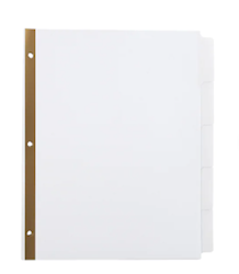 DIVIDERS, WHITE, 5 TAB, WRITE ON, 4 PACK, STAPLES, WHITE (13508/23175) LARGE