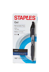 INK PENS, GEL, RETRACTABLE, MED POINT, AURA, BLACK INK , 12/PK LARGE