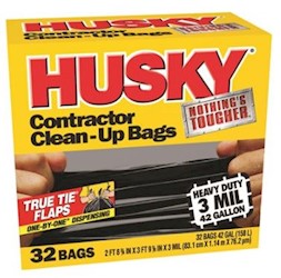 42 GALLON, BLACK, HEAVY DUTY, HUSKY, 32/CT LARGE