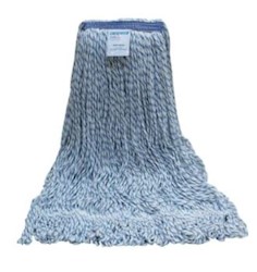 FINISH MOP HEAD, BLENDED, BLUE/WHITE, 24 OZ, 1" HEADBAND (MIN 18 / BULK) LARGE