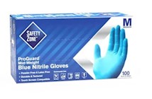 DISPOSABLE GLOVES, SAFETY ZONE, NITRILE, POWDER-FREE, BLUE, M, 100 GLOVES/CT THUMBNAIL