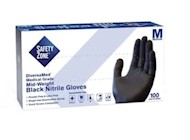 DISPOSABLE GLOVES, SAFETY ZONE, NITRILE, POWDER-FREE, BLACK, M, 100 GLOVES/CT THUMBNAIL