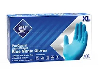 DISPOSABLE GLOVES, SAFETY ZONE, NITRILE, POWDER-FREE, BLUE, XL, 100 GLOVES/CT LARGE