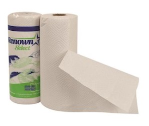 PAPER TOWELS, KITCHEN ROLLS, BRIGHT WHITE, 2-PLY, RENOWN, 30 ROLLS/CT LARGE