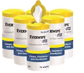 DISINFECTING WIPES, TORK EVERWIPE, CLEANER / DISINFECTANT / DEODORIZER, 6/CT LARGE