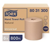 PAPER TOWELS, HARDWOUND, TORK, NATURAL, 800 FT/ROLL, 6 ROLLS/CT MAIN