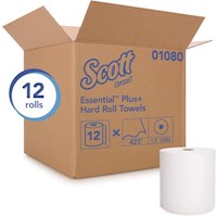 HARD ROLL PAPER TOWELS, WHITE, PREMIUM ABSORBENCY POCKETS, SCOTT, 8 IN, 12 ROLLS/CS, 5100 FT MAIN