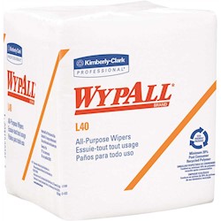 DISPOSABLE TOWELS, WHITE, WYPALL L40, 56 SHEETS, 18/CS LARGE