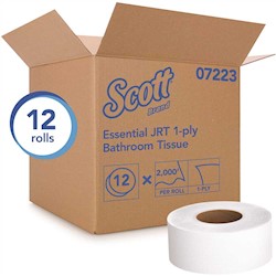 BATH TISSUE, 1-PLY, JUNIOR JUMBO ROLL, COMMERCIAL, 2000' ROLLS, 12/CS LARGE
