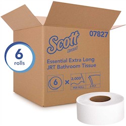 BATH TISSUE, 2-PLY, WHITE, ESSENTIAL, JUMBO, EXTRA-LONG 2000' ROLLS, 6/CS LARGE