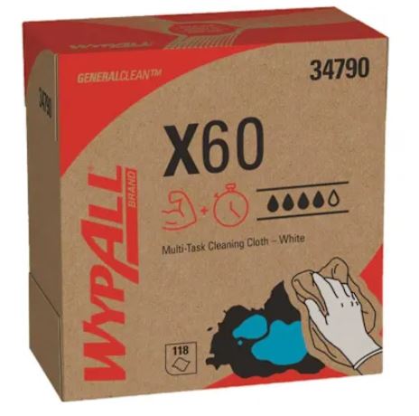 WIPES, WYPALL X60 POP-UP WIPERS, WHITE, 126/BX, CASE OF 10 BOXES, TOTAL 1260 WIPES LARGE