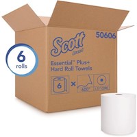 HARD ROLL PAPER TOWELS, PREMIUM ABSORBENCY POCKETS, WHITE, SCOTT, 8 IN, 6 ROLLS/CS, 3600 FT MAIN