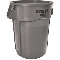 VENTED BRUTE TRASH RECEPTACLE, ROUND, 44 GALLON, GRAY, RUBBERMAID LARGE