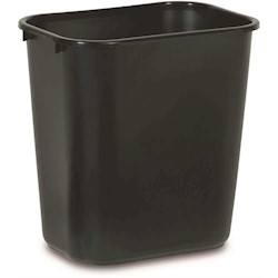 TRASH CAN, INDOOR WITHOUT LID, 7 GALLON, BLACK, PLASTIC, RUBBERMAID LARGE