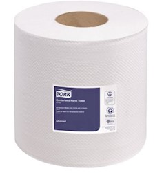 PAPER TOWELS, CENTER PULL, TORK ADVANCED, SOFT, WHITE, 500 SHEETS/ROLL, 6 ROLLS/CT LARGE