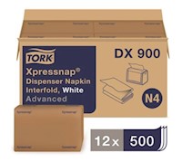 NAPKINS, WHITE, TORK ADVANCED, OVERALL EMBOSS, INTERFOLD, DISPENSER, 500 NAPKINS/CT, 12 PACKS/CT MAIN