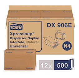 NAPKINS, NATURAL, TORK UNIVERSAL, WITH OVERALL EMBOSS, INTERFOLD, 500 NAPKINS/PK, 12 PACKS/CT LARGE
