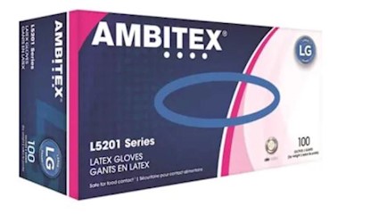 DISPOSABLE GLOVES, AMBITEX, LATEX, POWDER-FREE, CREAM, L, 100 GLOVES/CT LARGE