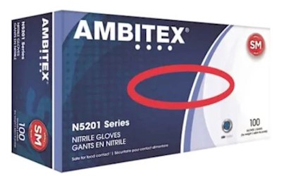 DISPOSABLE GLOVES, AMBITEX, 4 MIL, NITRILE, POWDER-FREE, BLUE, S, 100 GLOVES/CT LARGE