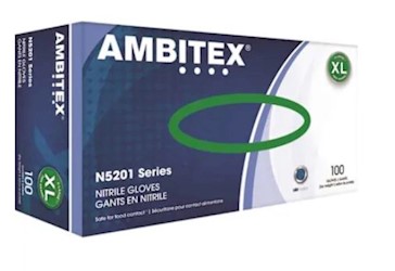DISPOSABLE GLOVES, AMBITEX, BLUE, NITRILE, POWDER-FREE, XL, 100/CT LARGE