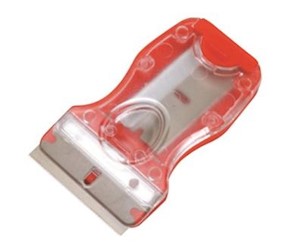 SCRAPER, RAZOR HOLDER W/2 REPLACEMENT BLADES, STORAGE HANDLE, WARNER LARGE